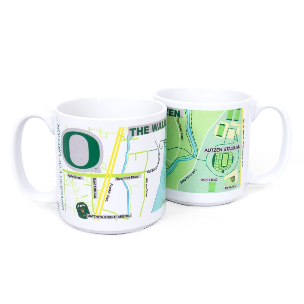 Autzen Stadium, RFSJ, Inc., White, Traditional Mugs, Ceramic, Home & Auto, Glossy, Map, Pilgrimage to Autzen, 20 ounce, 957295